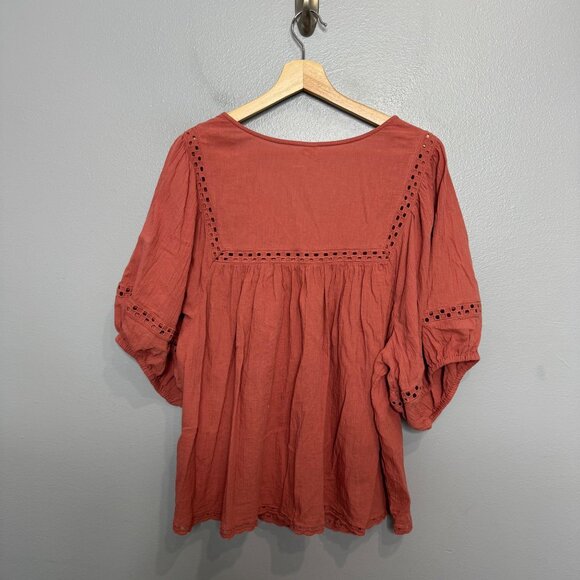 OLD NAVY lace trimmed elbow length poet top size 2X - Picture 7 of 7